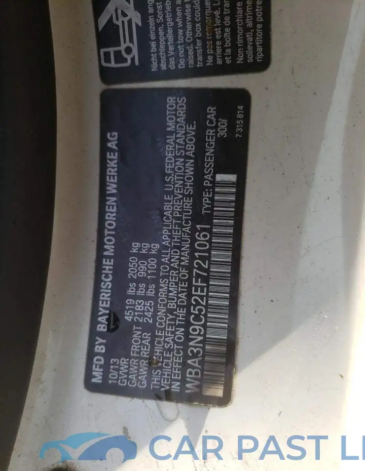 WBA3N9C52EF721061# 12
