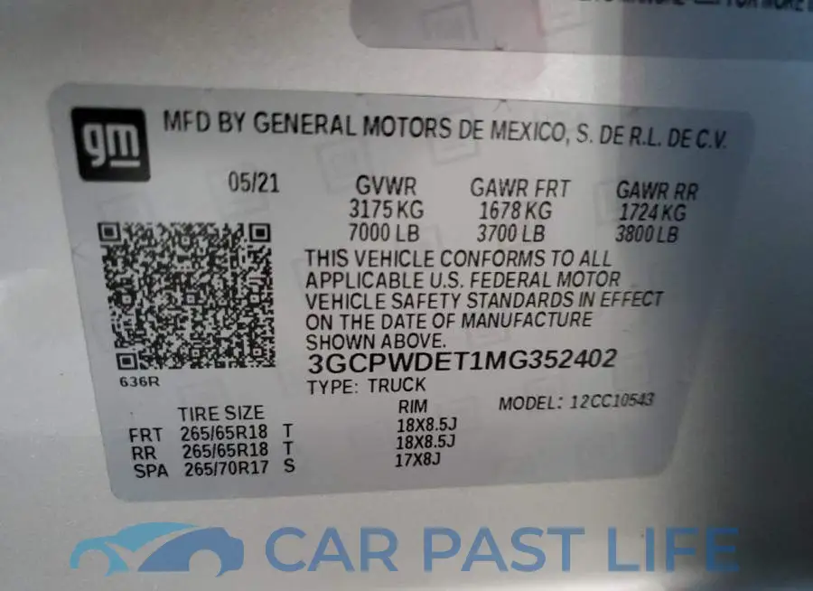 3GCPWDET1MG352402# 12