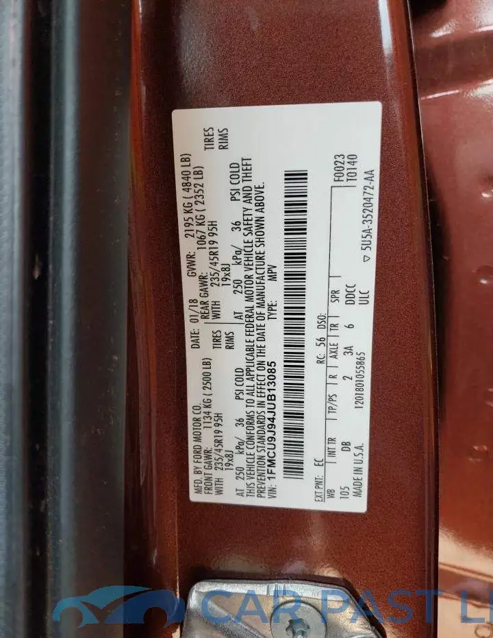 1FMCU9J94JUB13085# 13