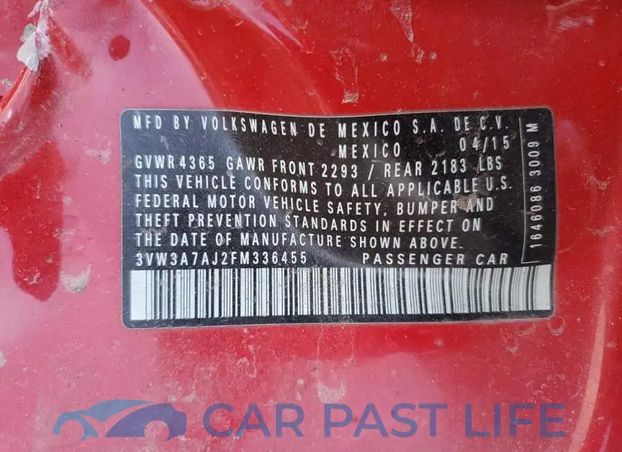 3VW3A7AJ2FM336455# 12