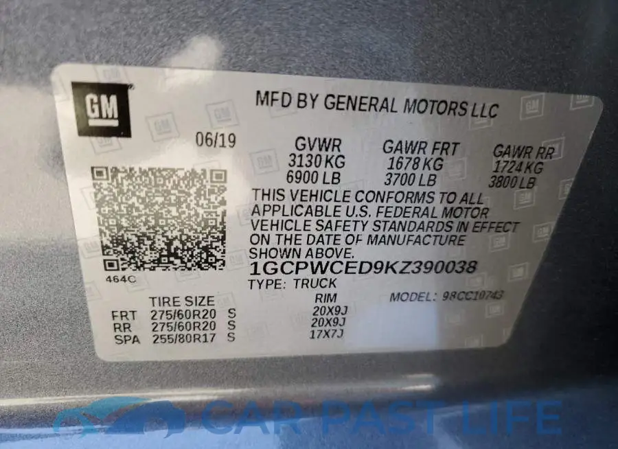 1GCPWCED9KZ390038# 13