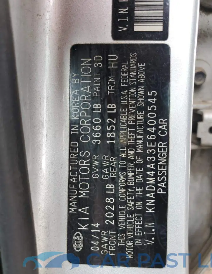 KNADM4A33E6400545# 12