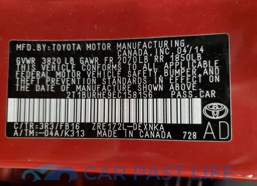 2T1BURHE9EC158156# 13