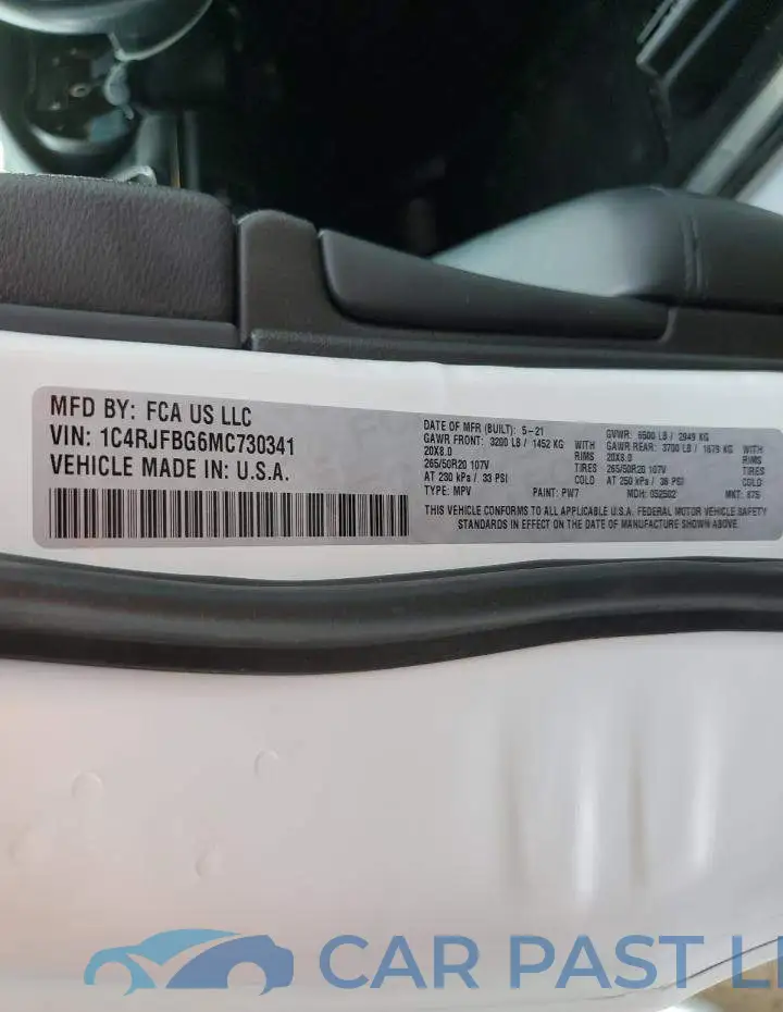 1C4RJFBG6MC730341# 12
