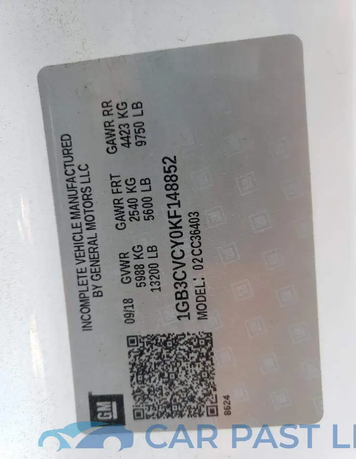 1GB3CVCY0KF148852# 12