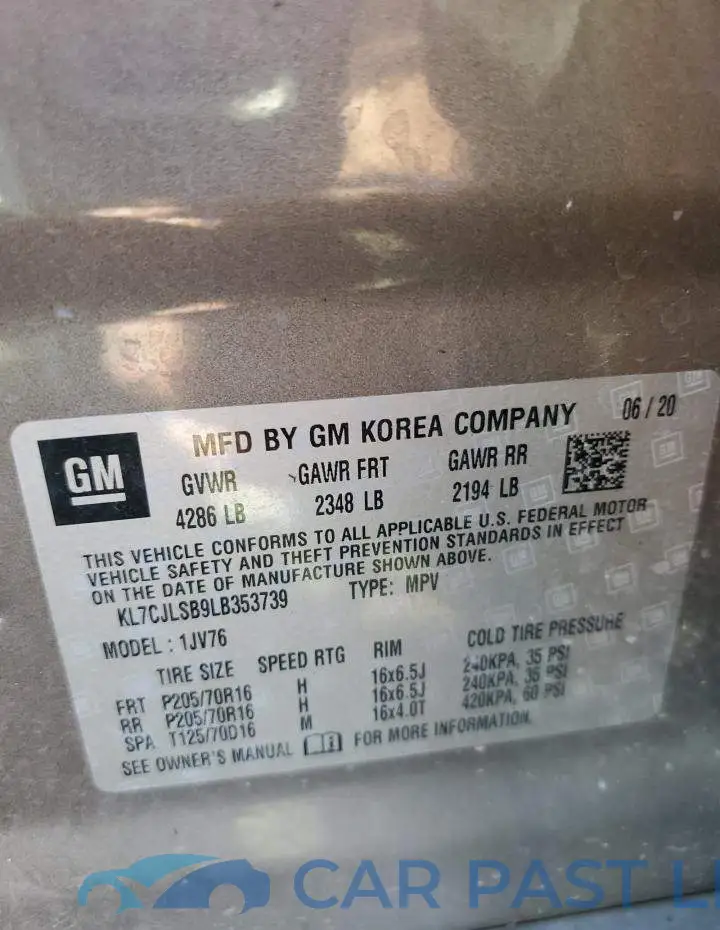 KL7CJLSB9LB353739# 12