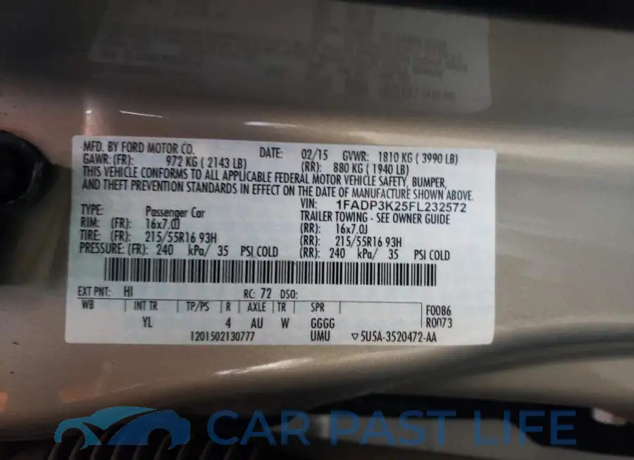 1FADP3K25FL232572# 12