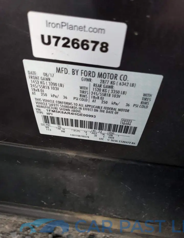 1FM5K8AR4HGE00993# 13
