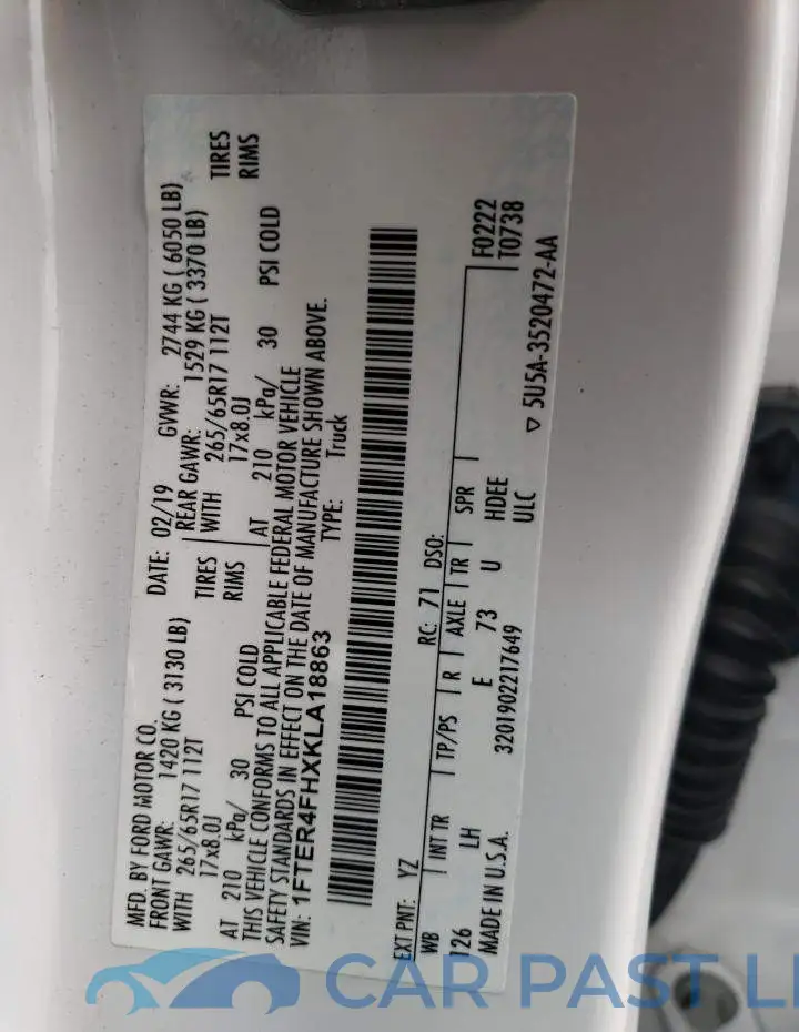 1FTER4FHXKLA18863# 12