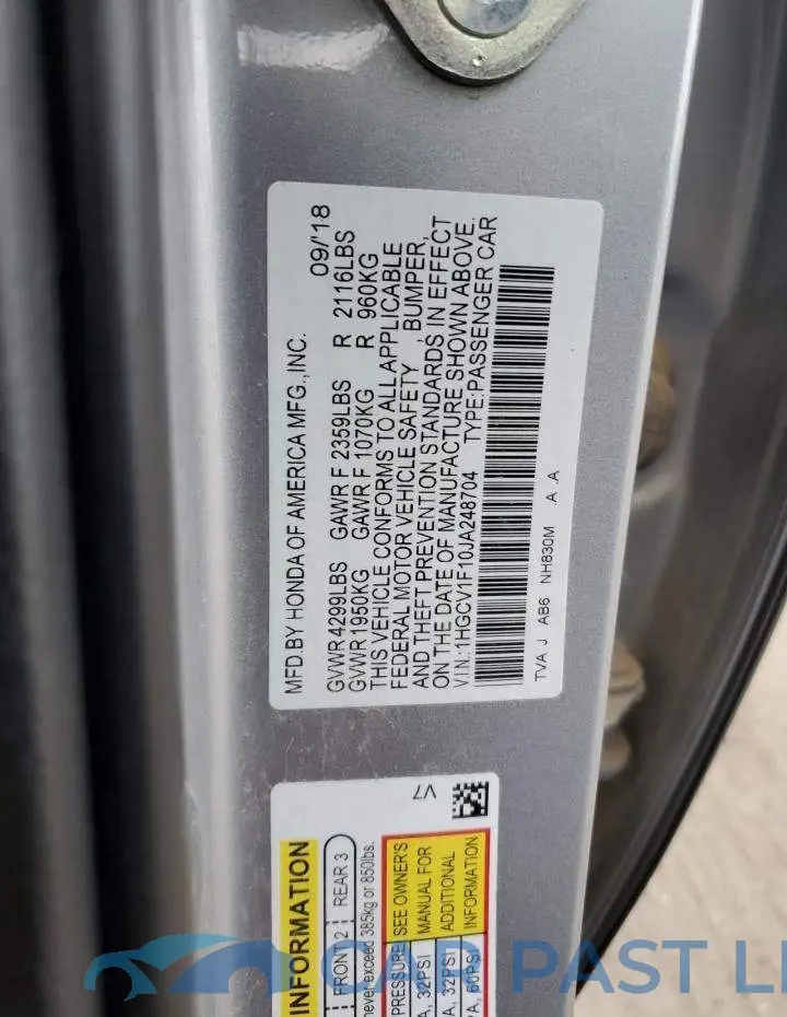 1HGCV1F10JA248704# 12