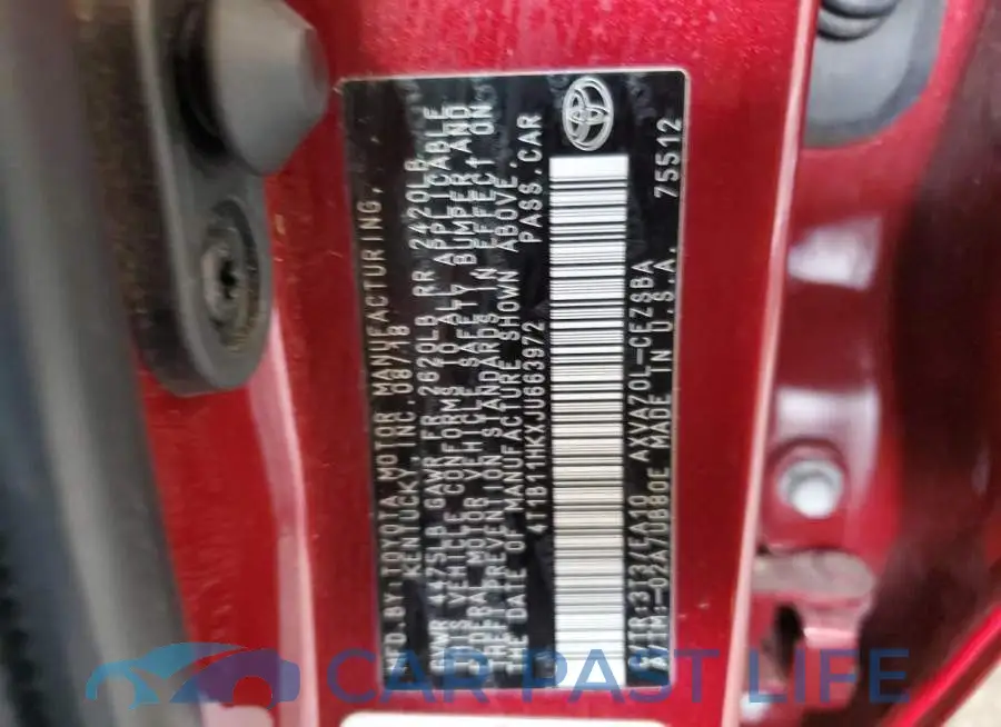 4T1B11HKXJU663972# 12