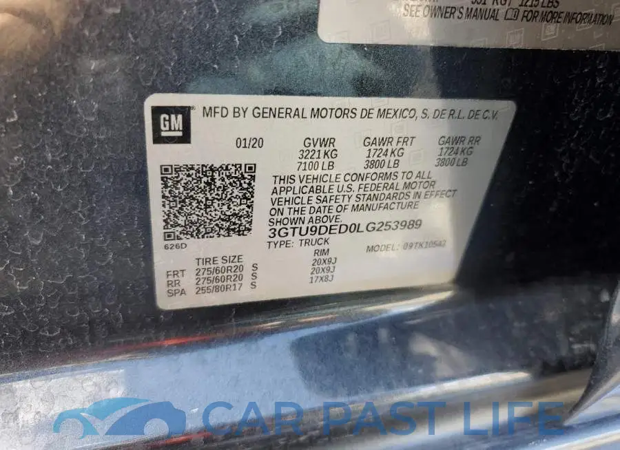 3GTU9DED0LG253989# 12