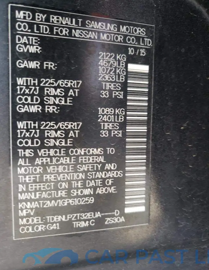 KNMAT2MV1GP610259# 12