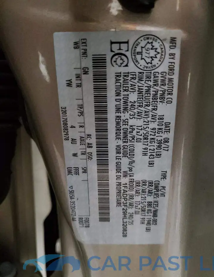 1FADP3F29HL320828# 12