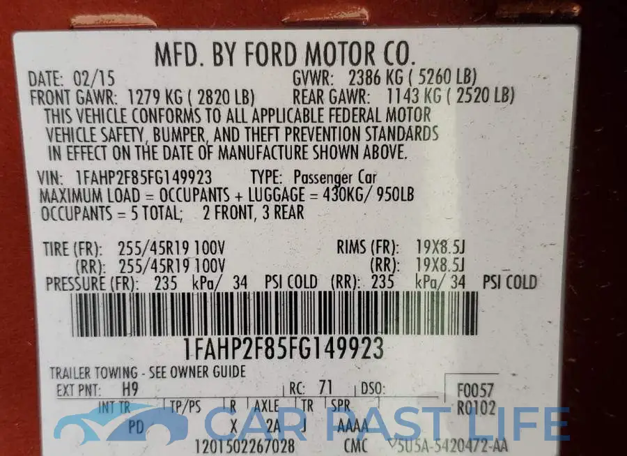 1FAHP2F85FG149923# 13