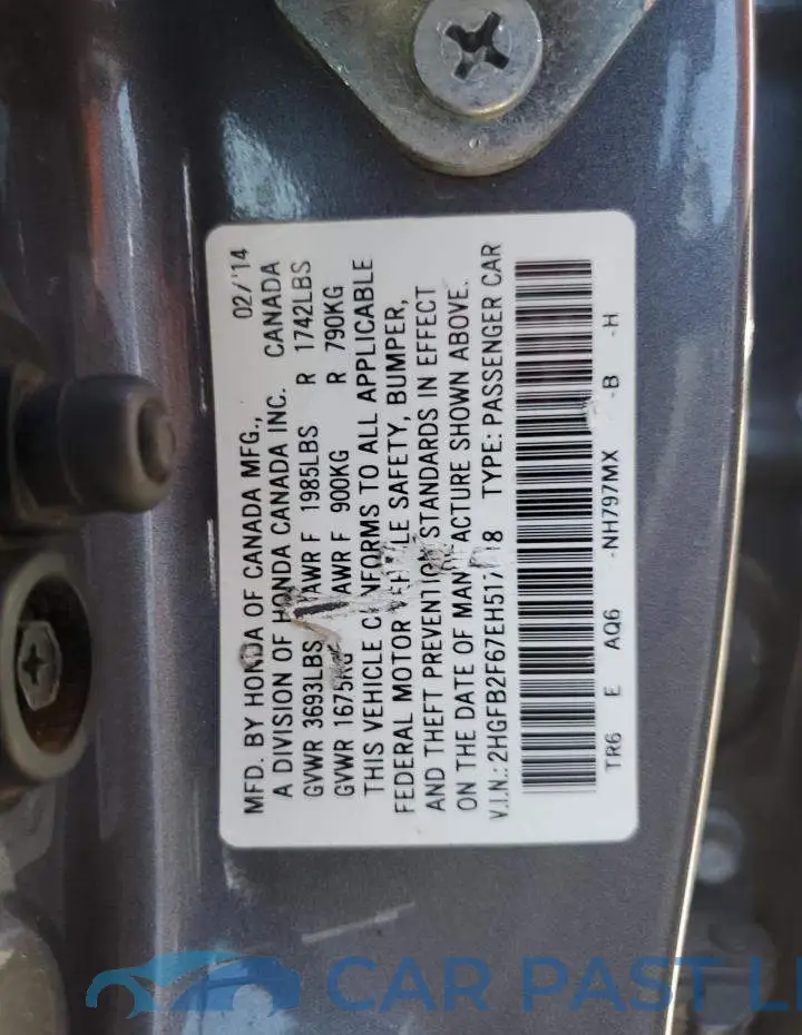 2HGFB2F67EH517618# 12