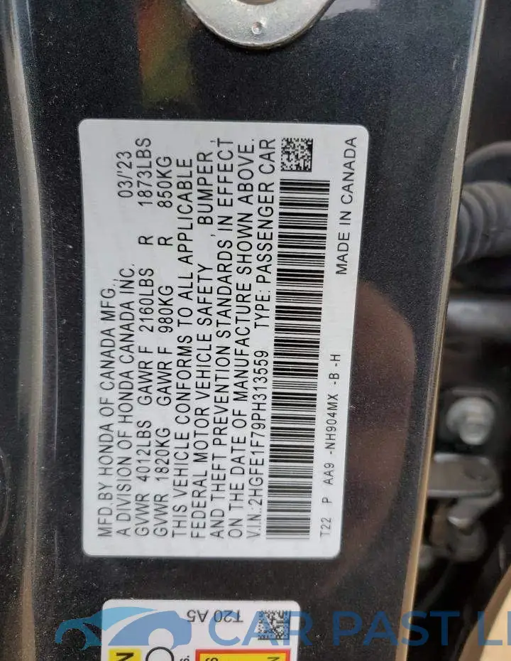 2HGFE1F79PH313559# 12