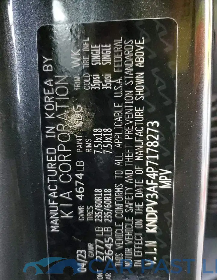 KNDPV3AF4P7178273# 13