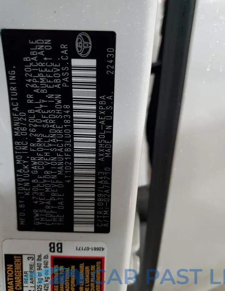 4T1D21FB3LU018348# 12