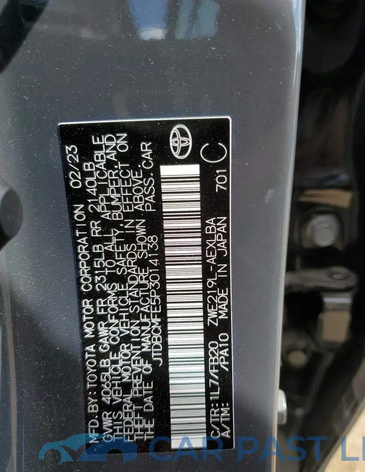 JTDBCMFE5P3014138# 12