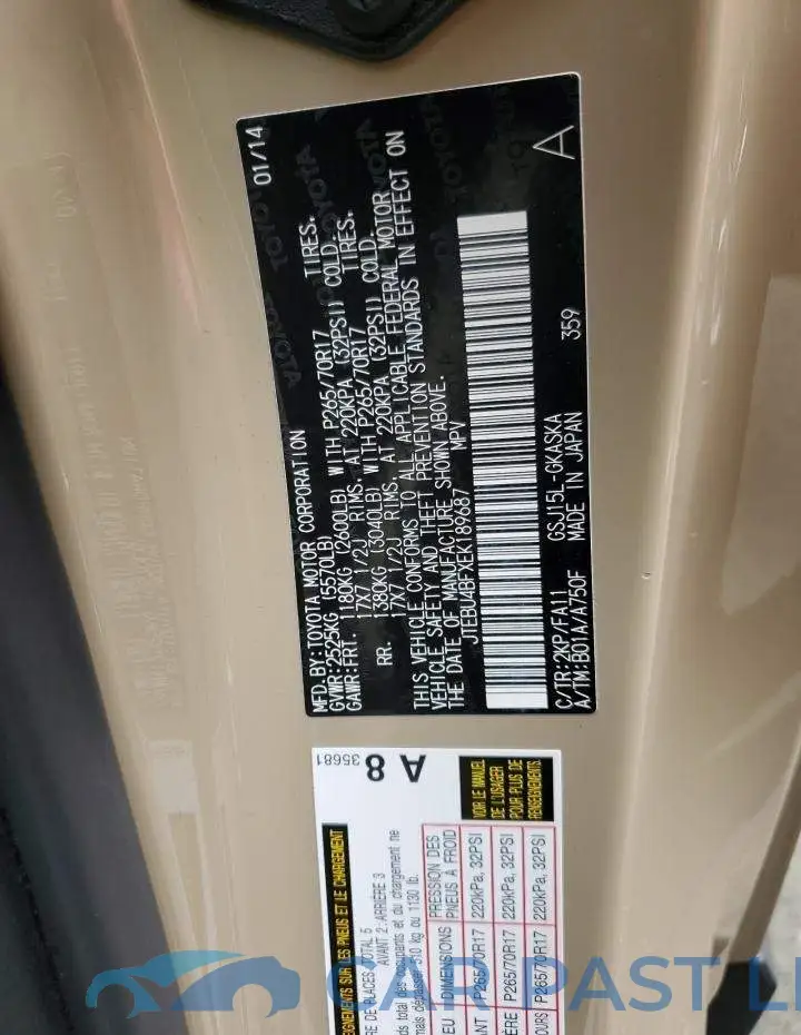 JTEBU4BFXEK189687# 12