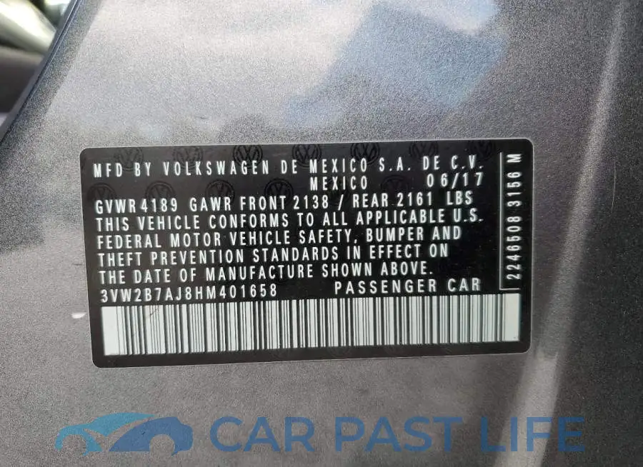 3VW2B7AJ8HM401658# 12