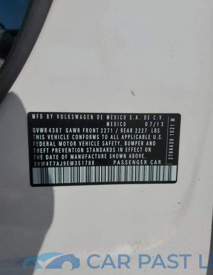 3VW4T7AJ9EM351788# 12