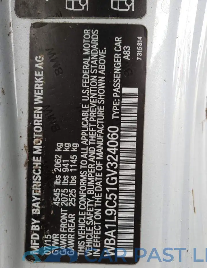 WBA1L9C51GV324060# 12