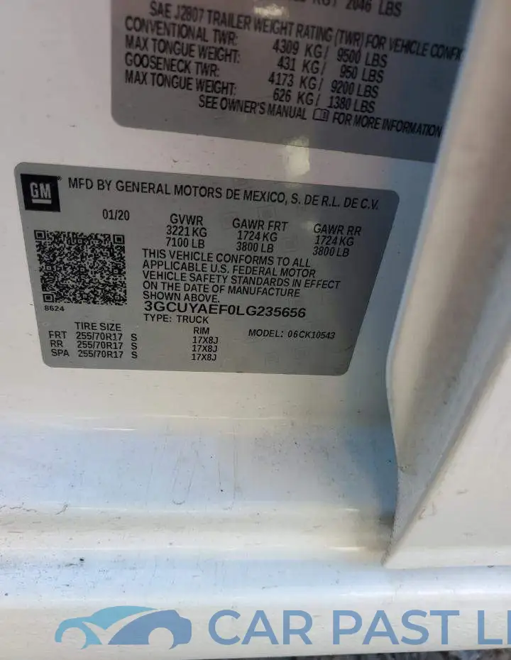 3GCUYAEF0LG235656# 12