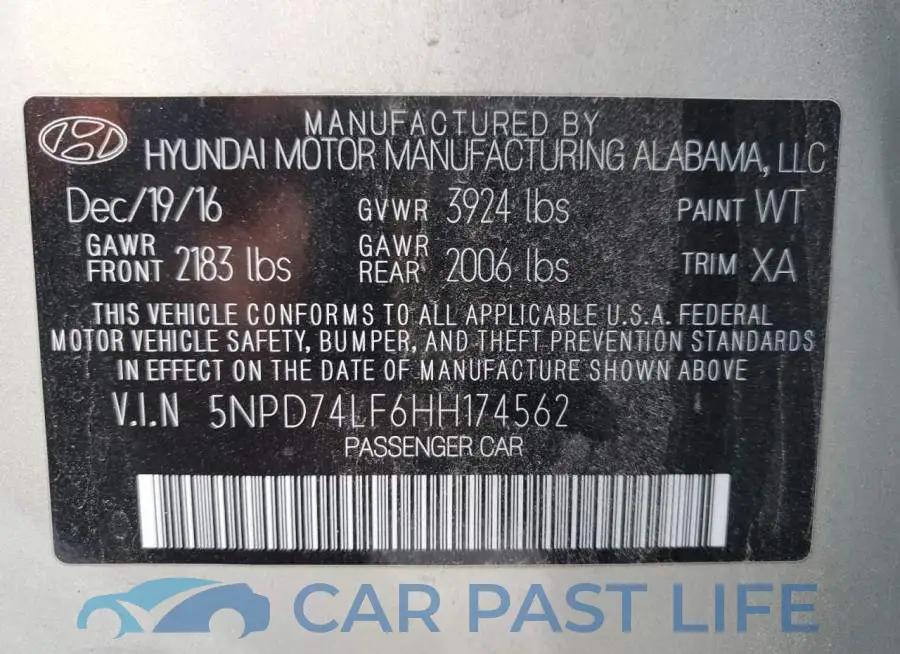 5NPD74LF6HH174562# 12
