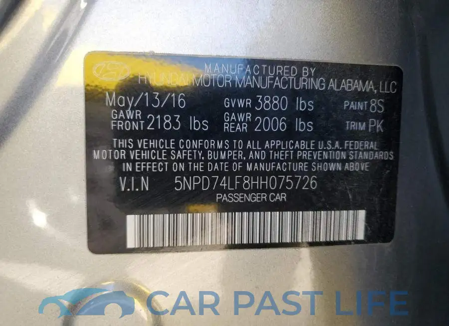 5NPD74LF8HH075726# 12