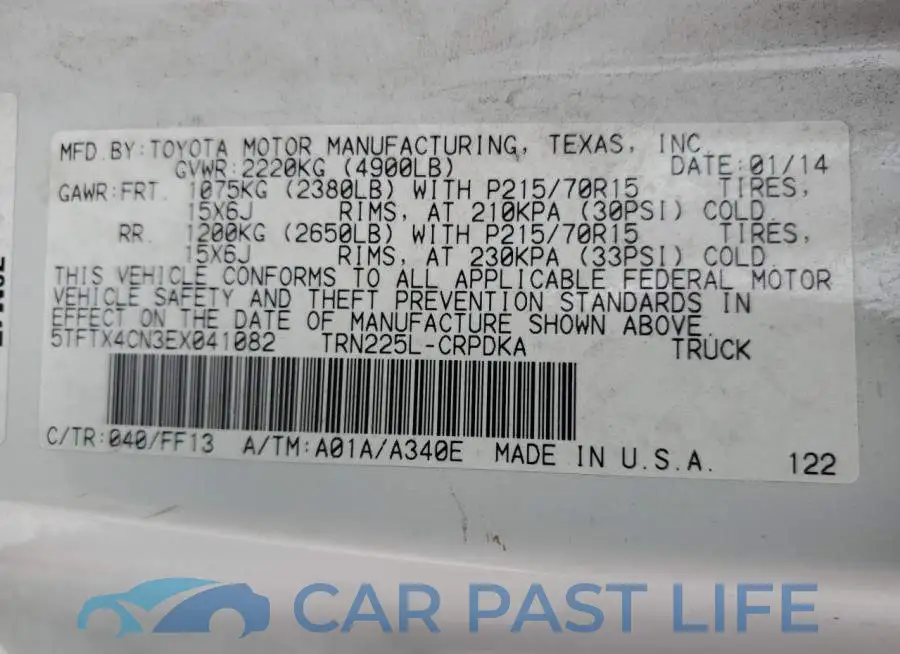 5TFTX4CN3EX041082# 12