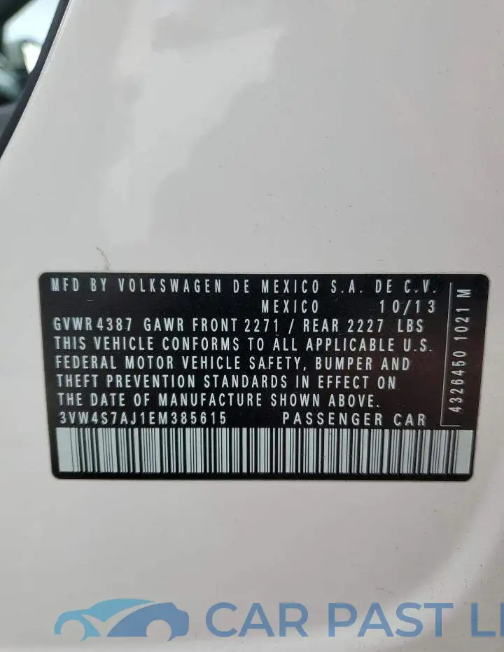 3VW4S7AJ1EM385615# 12