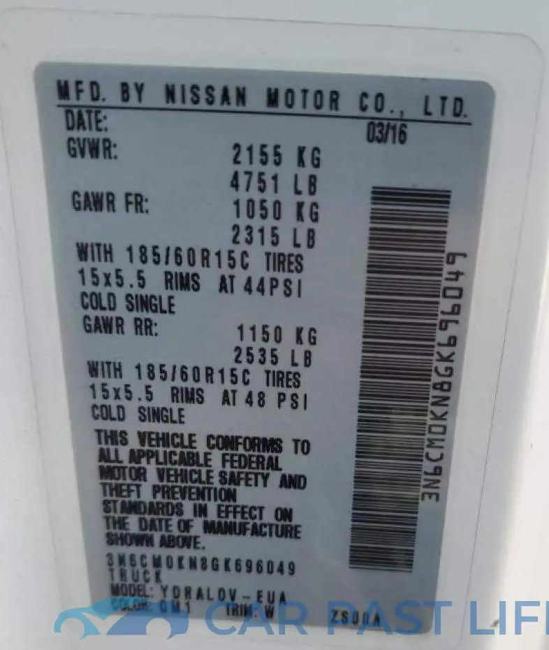 3N6CM0KN8GK696049# 12
