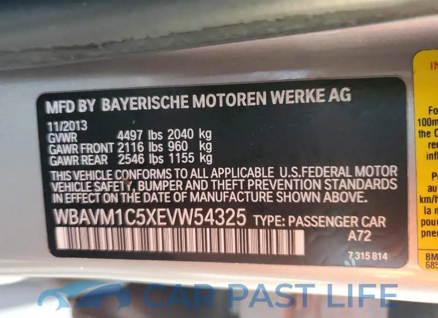 WBAVM1C5XEVW54325# 13