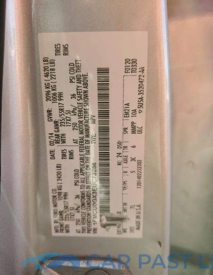 1FMCU0GX3EUC73286# 13
