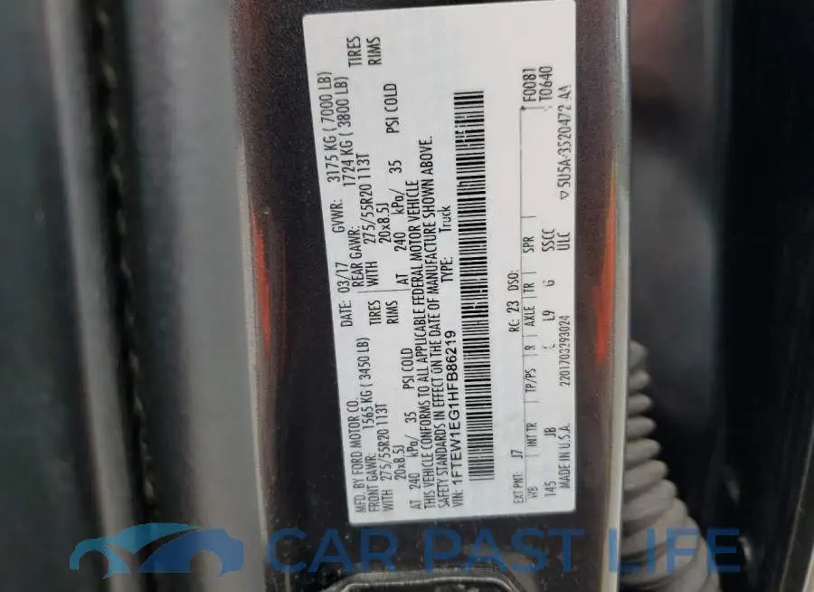 1FTEW1EG1HFB86219# 13