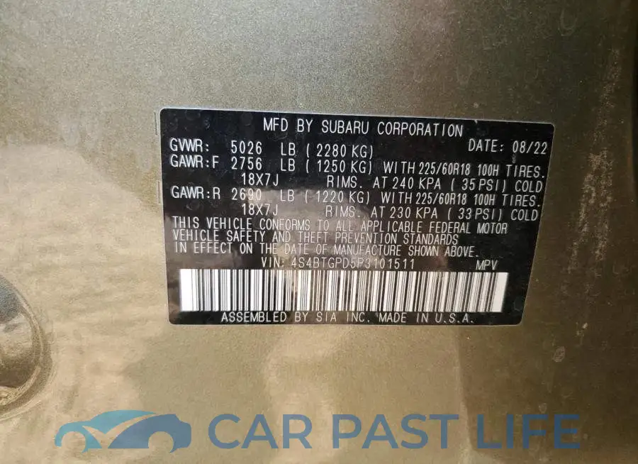 4S4BTGPD5P3101511# 14