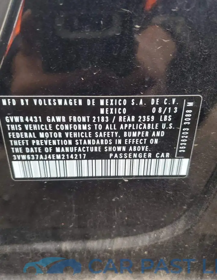 3VW637AJ4EM214217# 12