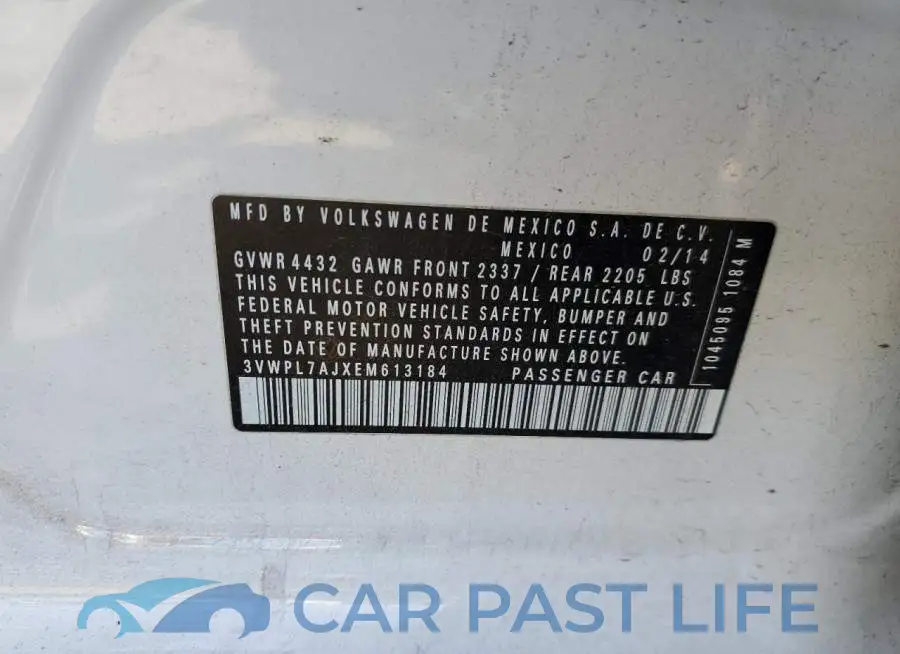 3VWPL7AJXEM613184# 12