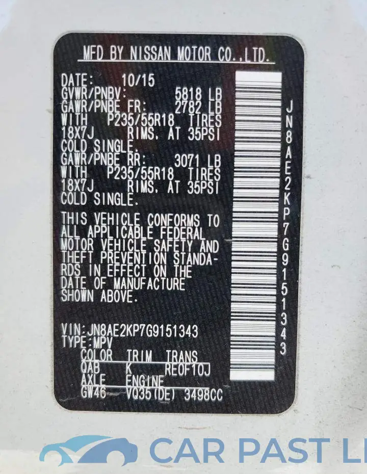 JN8AE2KP7G9151343# 14