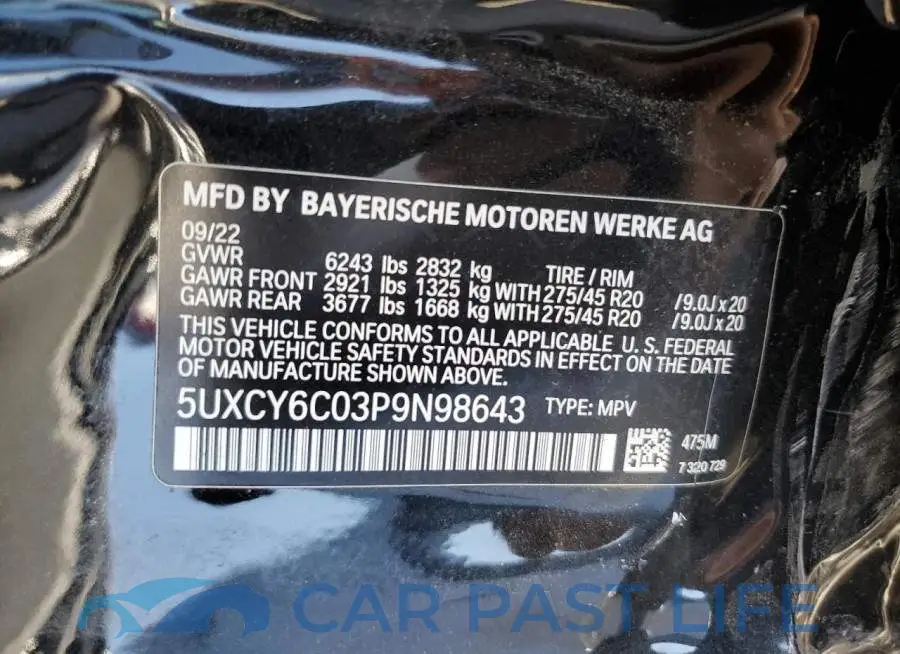 5UXCY6C03P9N98643# 12