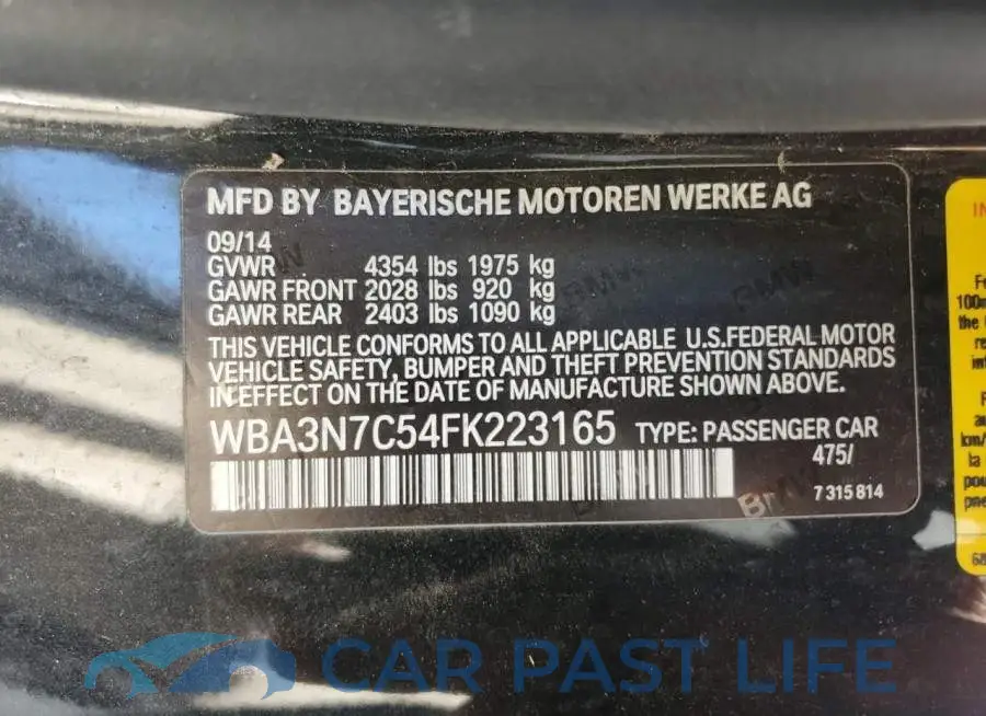 WBA3N7C54FK223165# 12