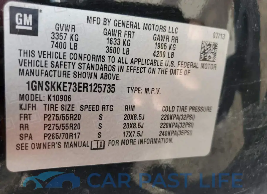 1GNSKKE73ER125735# 13