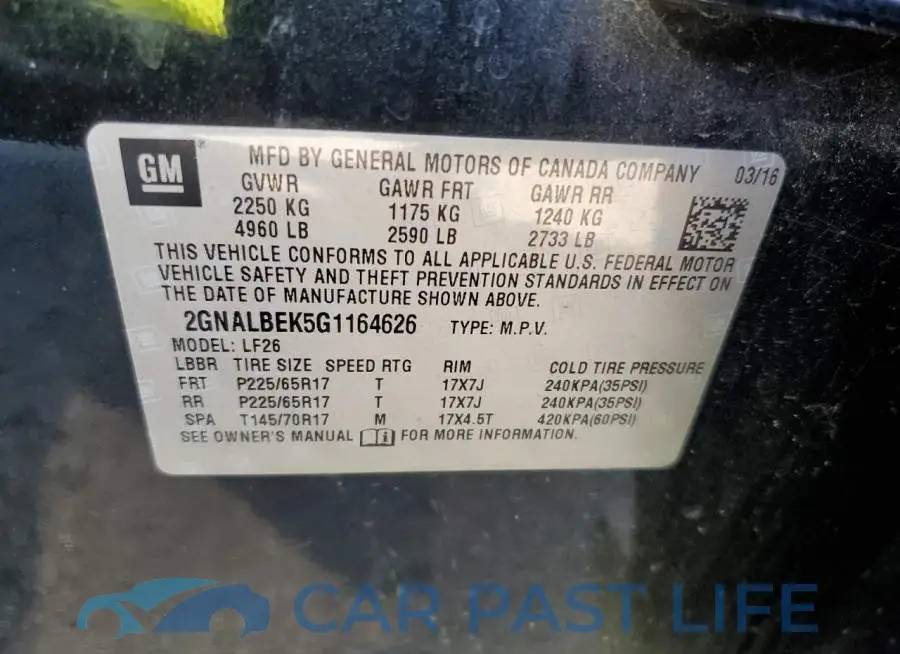 2GNALBEK5G1164626# 13