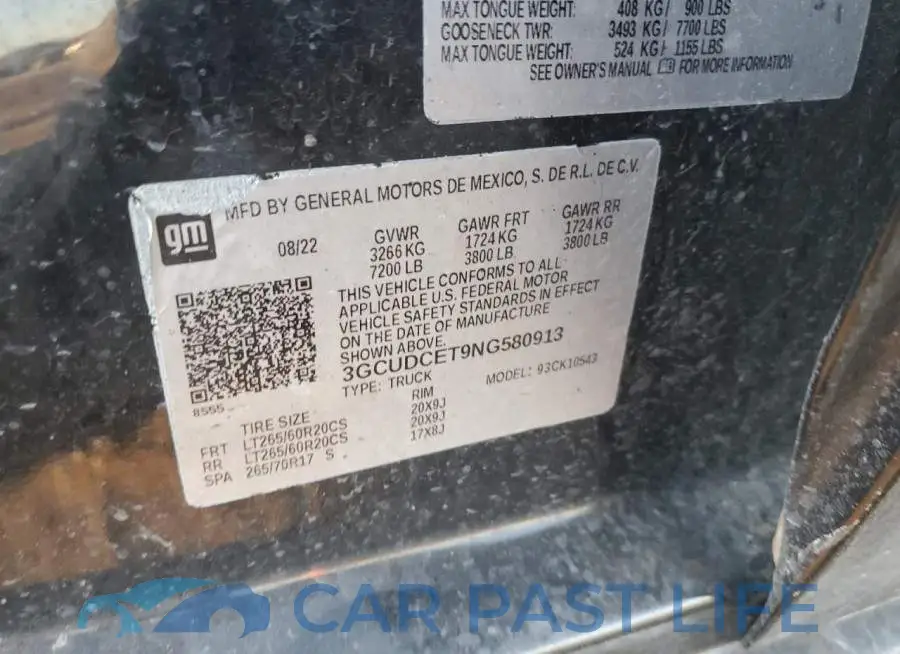 3GCUDCET9NG580913# 12