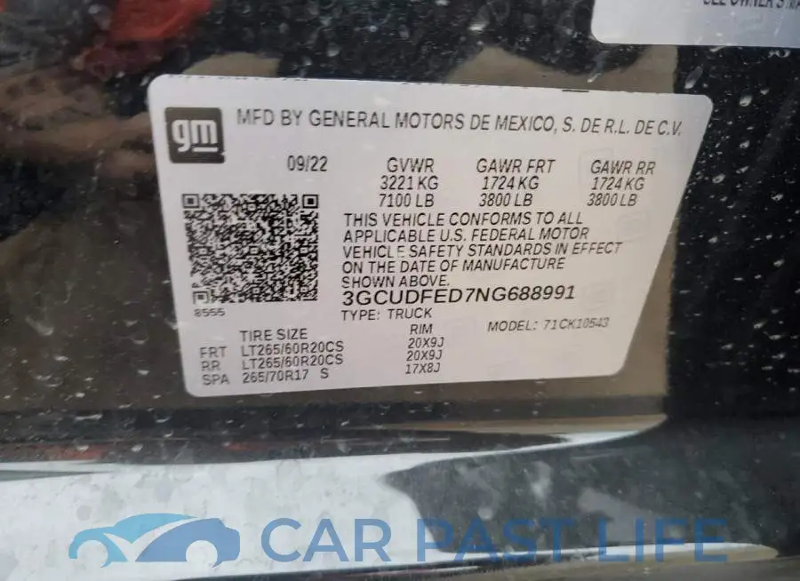 3GCUDFED7NG688991# 12