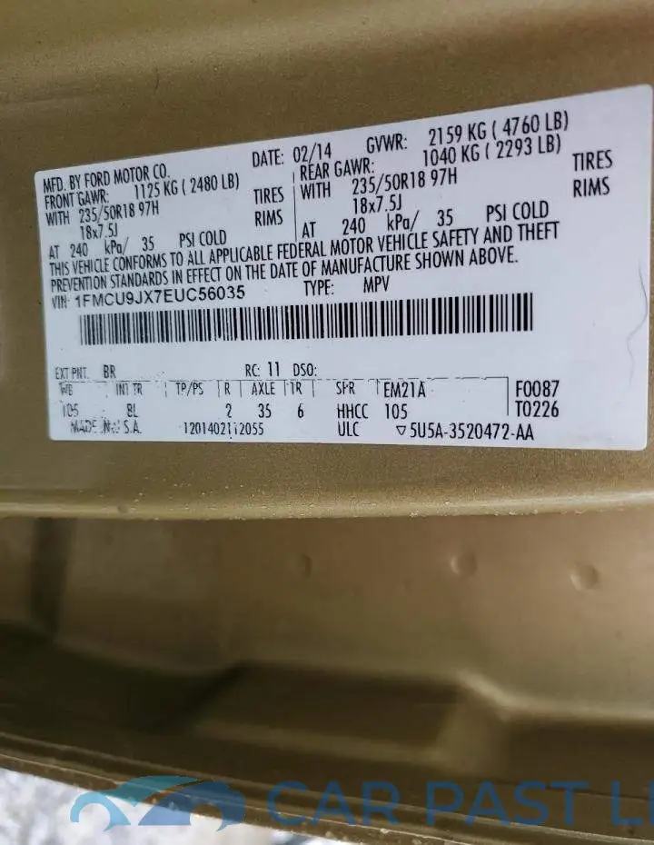 1FMCU9JX7EUC56035# 12