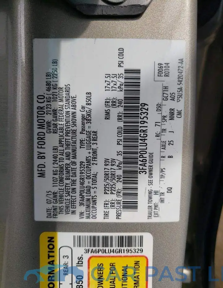 3FA6P0LU4GR195329# 12