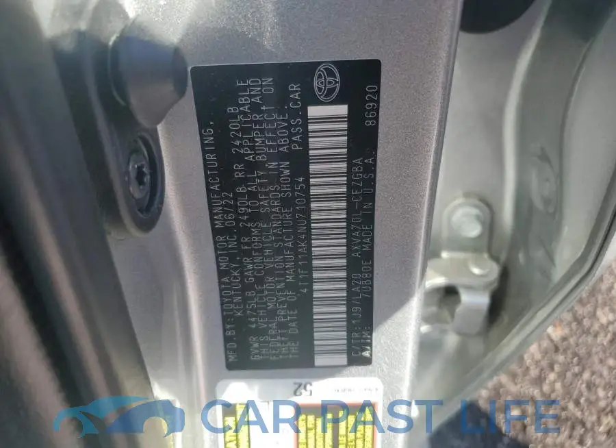 4T1F11AK4NU710754# 13
